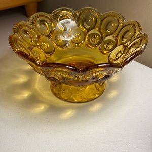 Vintage L.E. Smith Moon and Stars Pedestal Dish